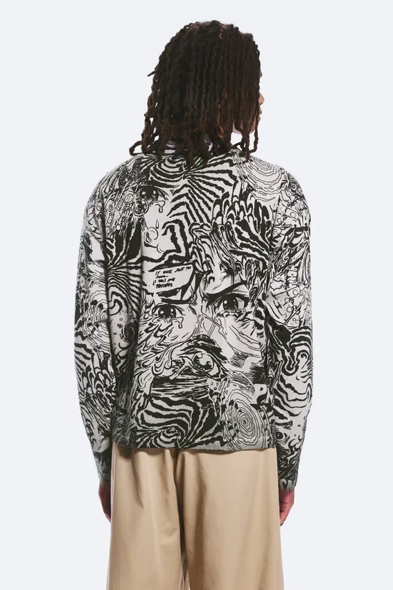 Tolles, kastenförmiges Langarmshirt mit Print – Dark Mole – Psychedelia Tolles, kastenförmiges Langarmshirt mit Print – Dark Mole – Psychedelia