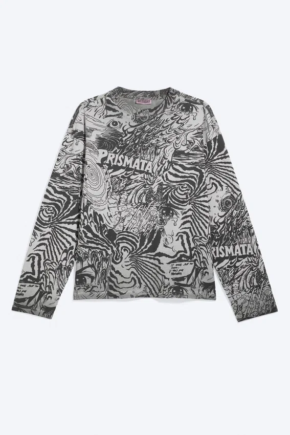 Tolles, kastenförmiges Langarmshirt mit Print – Dark Mole – Psychedelia Tolles, kastenförmiges Langarmshirt mit Print – Dark Mole – Psychedelia