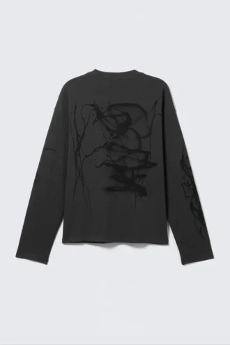 Tolles, kastenförmiges Langarmshirt mit Print – Dunkelgrau – Big Mess Tolles, kastenförmiges Langarmshirt mit Print – Dunkelgrau – Big Mess