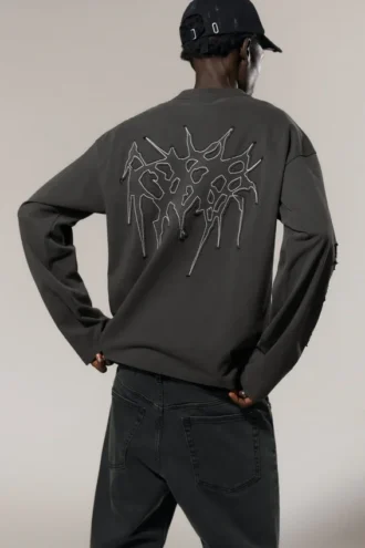 Tolles, kastenförmiges Langarmshirt mit Print – Dunkelgrau – Tristar Tolles, kastenförmiges Langarmshirt mit Print – Dunkelgrau – Tristar