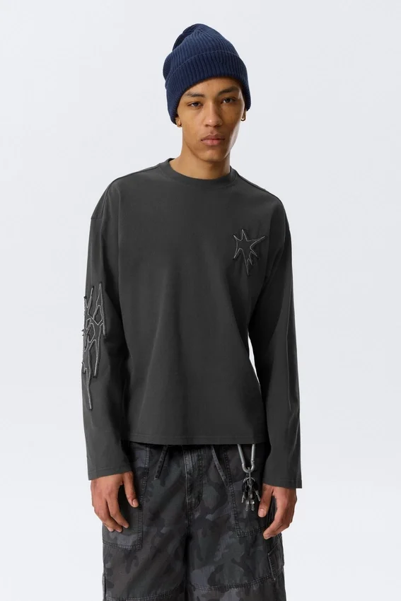 Tolles, kastenförmiges Langarmshirt mit Print – Dunkelgrau – Tristar Tolles, kastenförmiges Langarmshirt mit Print – Dunkelgrau – Tristar