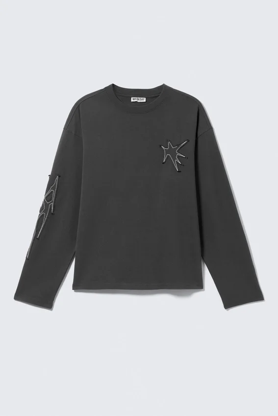 Tolles, kastenförmiges Langarmshirt mit Print – Dunkelgrau – Tristar Tolles, kastenförmiges Langarmshirt mit Print – Dunkelgrau – Tristar