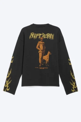 Tolles, kastenförmiges Langarmshirt mit Print – Schwarz – Riftborn Tolles, kastenförmiges Langarmshirt mit Print – Schwarz – Riftborn