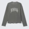 Tolles, kastenförmiges Langarmshirt mit Print – Washed Grey – Virtual Mission Tolles, kastenförmiges Langarmshirt mit Print – Washed Grey – Virtual Mission