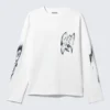 Tolles, kastenförmiges Langarmshirt mit Print – Weiß – Abstrakter Druck Tolles, kastenförmiges Langarmshirt mit Print – Weiß – Abstrakter Druck