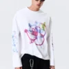 Tolles, kastenförmiges Langarmshirt mit Print – Weiß – Rat Spray Tolles, kastenförmiges Langarmshirt mit Print – Weiß – Rat Spray