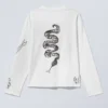 Tolles, kastenförmiges Langarmshirt mit Print – Weiß – Skeleton Dreams Tolles, kastenförmiges Langarmshirt mit Print – Weiß – Skeleton Dreams
