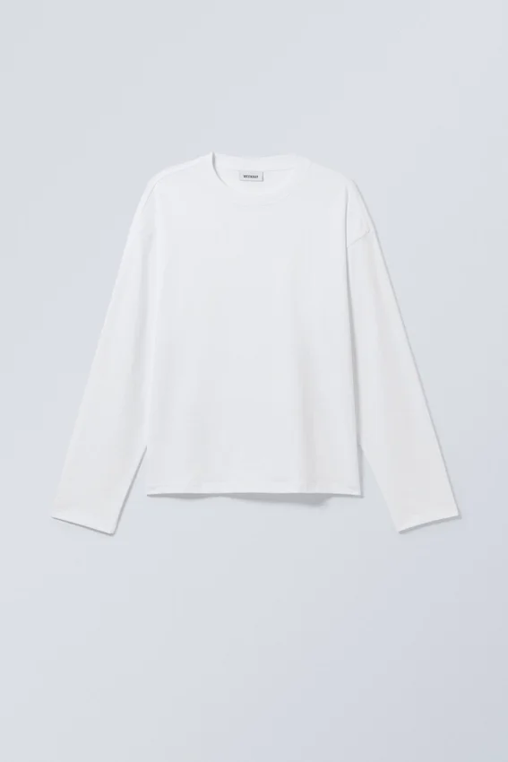 Tolles, kastenförmiges Langarmshirt – Weiß Tolles, kastenförmiges Langarmshirt – Weiß