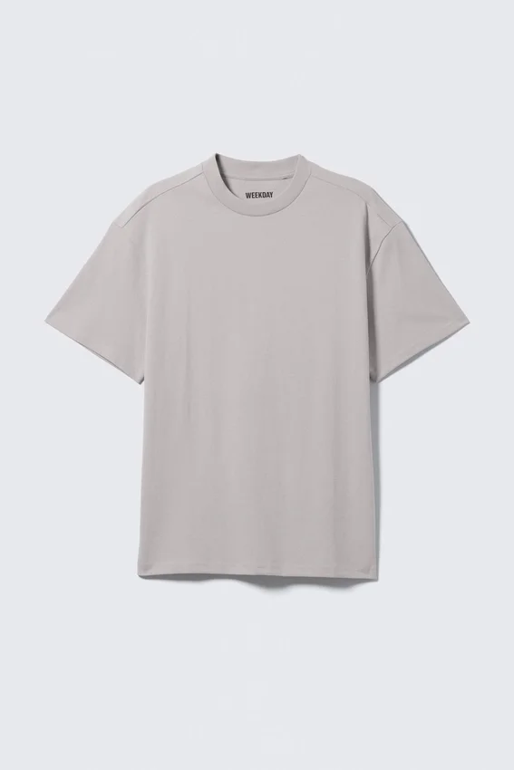 Tolles T-Shirt aus schwerem Stoff – Hellstaubgrau Tolles T-Shirt aus schwerem Stoff – Hellstaubgrau