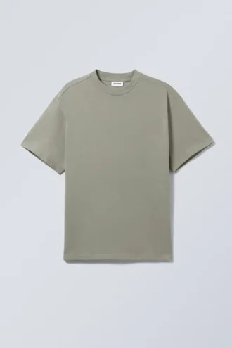 Tolles T-Shirt aus schwerem Stoff – Staubiges Khaki-Grün