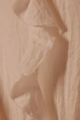 Top mit Rüschen und Bindeband vorne – Beige
