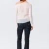 Transparente Bluse mit U-Boot-Ausschnitt und ausgestellten Ärmeln – Weiß Transparente Bluse mit U-Boot-Ausschnitt und ausgestellten Ärmeln – Weiß