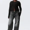 Transparente Strickjacke aus Leinenmischung – Schwarz Transparente Strickjacke aus Leinenmischung – Schwarz