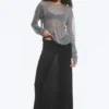 Transparenter Maxirock aus Baumwollstrick – Schwarz Transparenter Maxirock aus Baumwollstrick – Schwarz