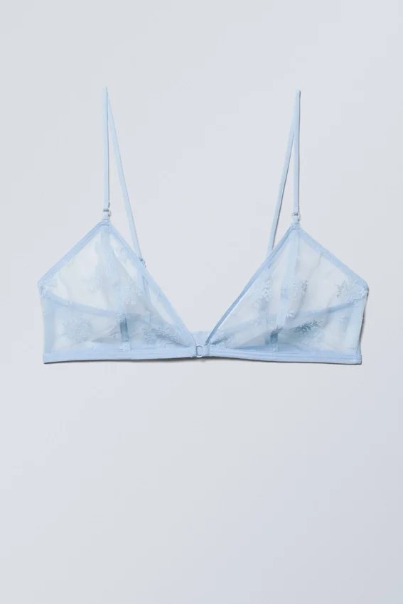 Transparenter Spitzen-Triangel-BH – Hellblau Transparenter Spitzen-Triangel-BH – Hellblau