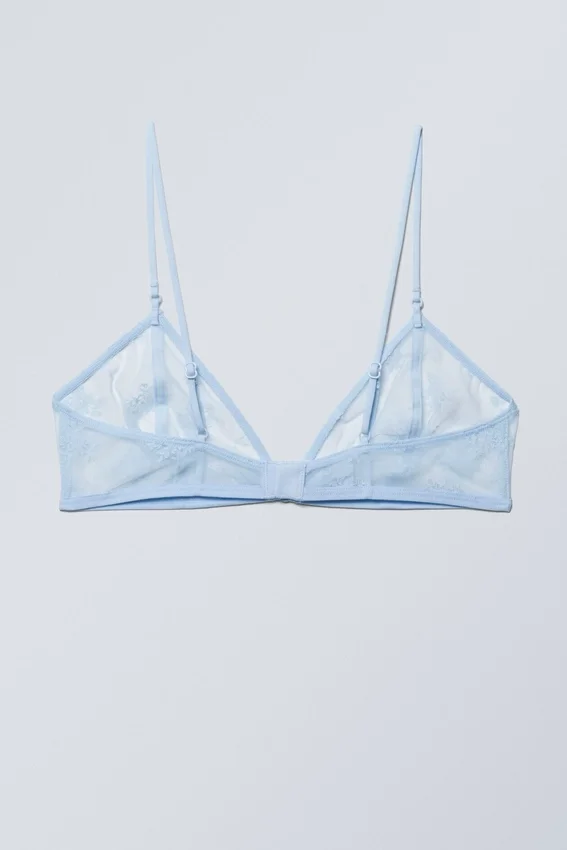 Transparenter Spitzen-Triangel-BH – Hellblau Transparenter Spitzen-Triangel-BH – Hellblau