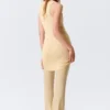 Transparentes, gestricktes Minikleid mit Pailletten – Goldbeige Transparentes, gestricktes Minikleid mit Pailletten – Goldbeige