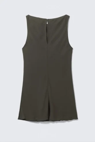 Transparentes, ärmelloses Mini-Kleid mit U-Boot-Ausschnitt – Dunkelgrau Transparentes, ärmelloses Mini-Kleid mit U-Boot-Ausschnitt – Dunkelgrau