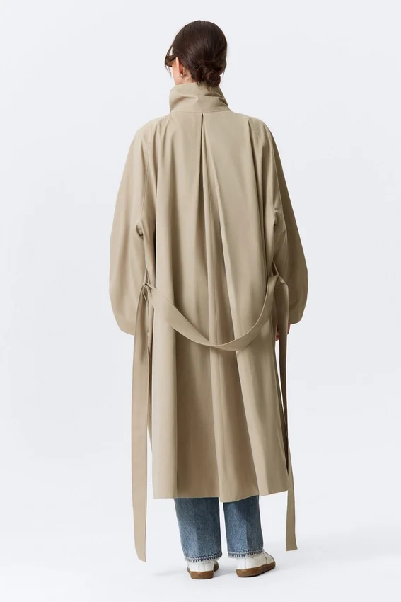 Trenchcoat in lockerer Passform mit Trichterkragen – Beige Trenchcoat in lockerer Passform mit Trichterkragen – Beige