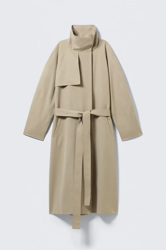 Trenchcoat in lockerer Passform mit Trichterkragen – Beige Trenchcoat in lockerer Passform mit Trichterkragen – Beige