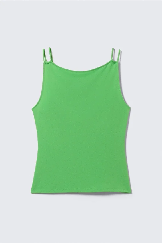 Träger-Jersey-Tanktop mit U-Boot-Ausschnitt – Hellgrün Träger-Jersey-Tanktop mit U-Boot-Ausschnitt – Hellgrün