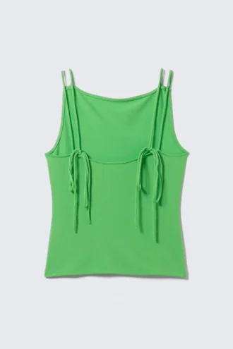 Träger-Jersey-Tanktop mit U-Boot-Ausschnitt – Hellgrün