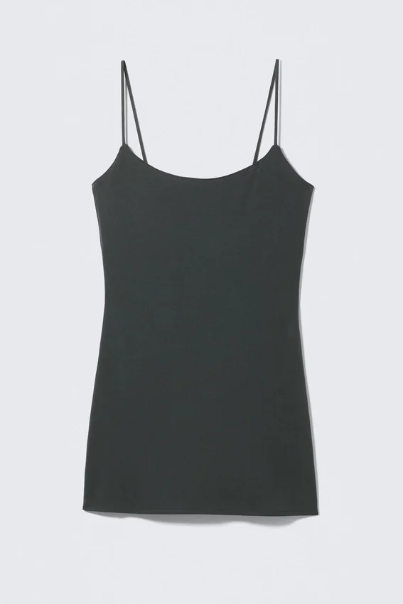 Träger-Mini-Slip-Kleid – Schwarz Träger-Mini-Slip-Kleid – Schwarz