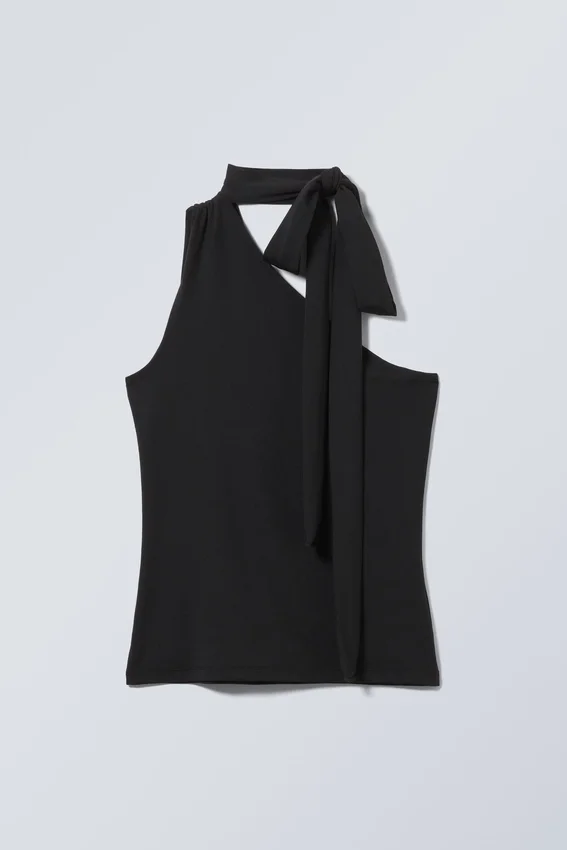 Trägerloses One-Shoulder-Top – Schwarz Trägerloses One-Shoulder-Top – Schwarz