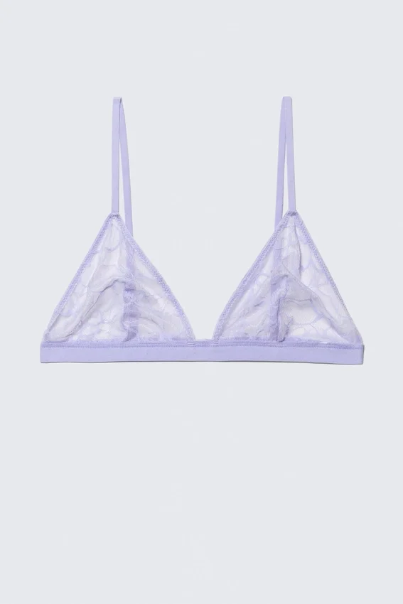 Triangel-BH aus gewellter Spitze – Helllila Triangel-BH aus gewellter Spitze – Helllila