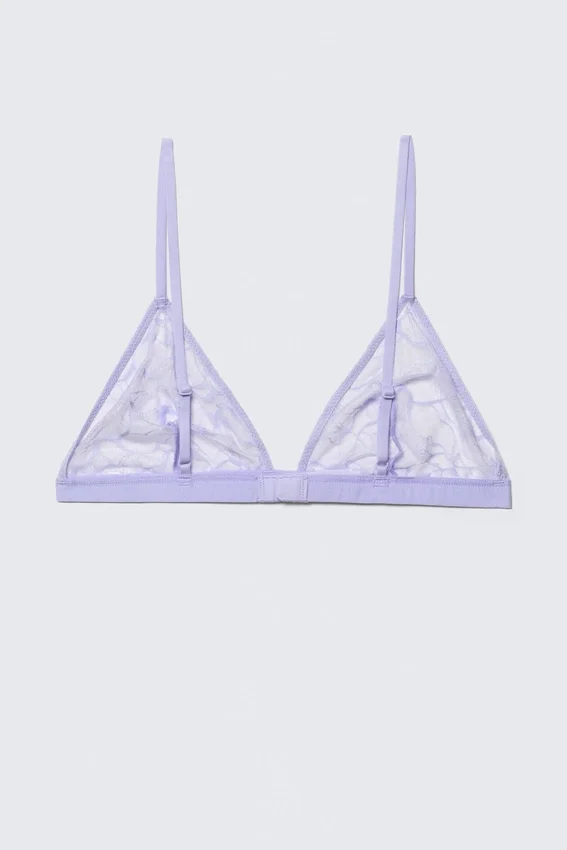 Triangel-BH aus gewellter Spitze – Helllila Triangel-BH aus gewellter Spitze – Helllila