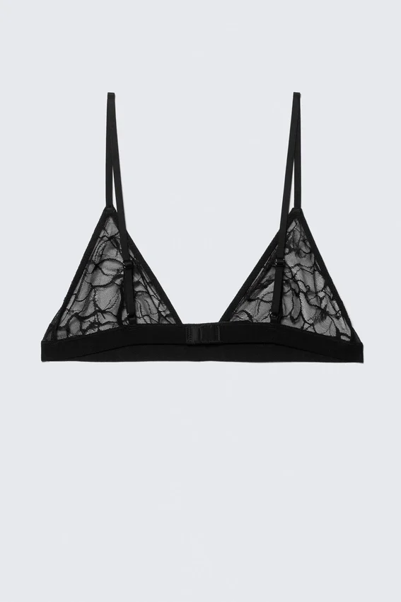 Triangel-BH aus gewellter Spitze – Schwarz Triangel-BH aus gewellter Spitze – Schwarz