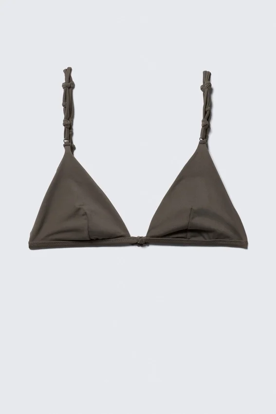 Triangel-Bikini-Oberteil mit Knoten – Dark Mole Triangel-Bikini-Oberteil mit Knoten – Dark Mole