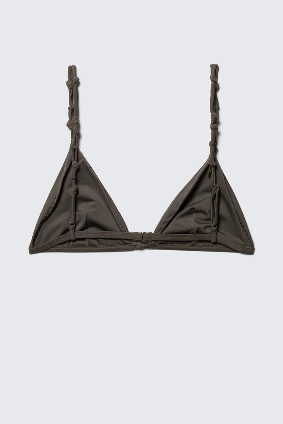 Triangel-Bikini-Oberteil mit Knoten – Dark Mole Triangel-Bikini-Oberteil mit Knoten – Dark Mole