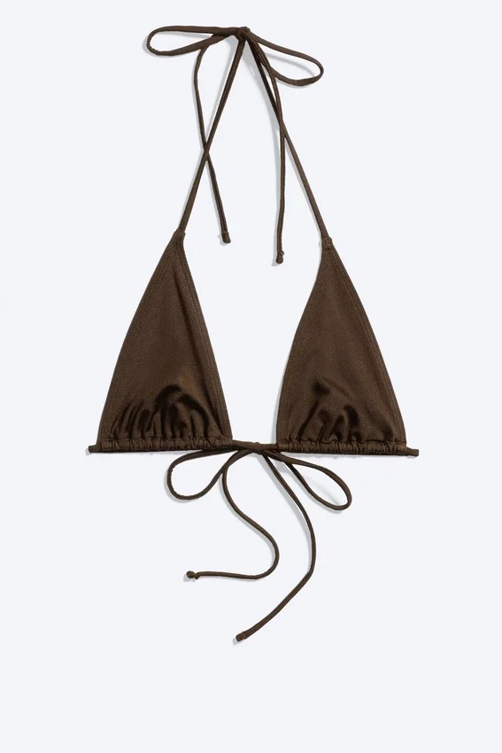 Triangel-Bikini-Oberteil mit Trägern – Dunkelbraun Triangel-Bikini-Oberteil mit Trägern – Dunkelbraun
