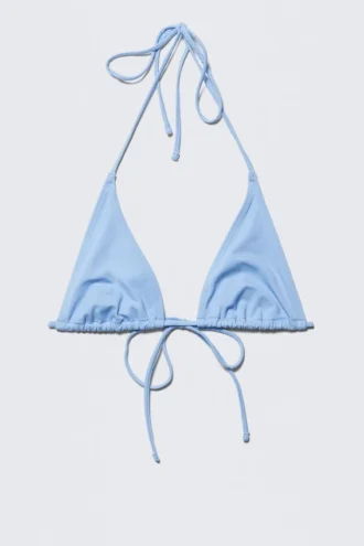 Triangel-Bikini-Oberteil mit Trägern – Hellblau