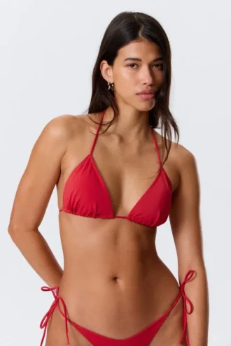 Triangel-Bikini-Oberteil zum Binden – Leuchtend Rot