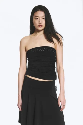 Tube-Top mit Kreuzbindung – Schwarz Tube-Top mit Kreuzbindung – Schwarz