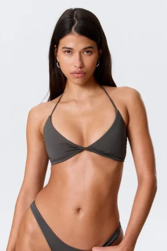 Turn Halter-Bikini-Oberteil – Dunkelgrau