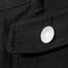 Twill-Hose mit Bootcut und niedriger Taille – Schwarz