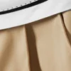 Twill-Hose mit niedriger Leibhöhe und gefaltetem Bund – Beige