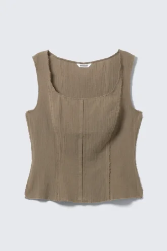 Twill-Korsett-Oberteil mit quadratischem Ausschnitt – Dark Mole Twill-Korsett-Oberteil mit quadratischem Ausschnitt – Dark Mole