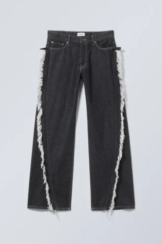 Twist Relaxed Frayed Jeans – Black Rinse