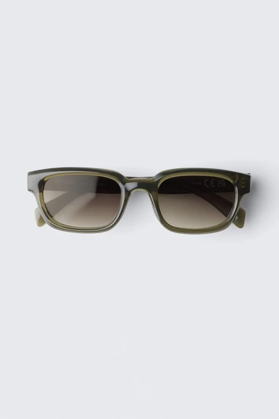 Unisex-Sonnenbrille mit markantem rechteckigem Rahmen – Dunkelgrün Unisex-Sonnenbrille mit markantem rechteckigem Rahmen – Dunkelgrün