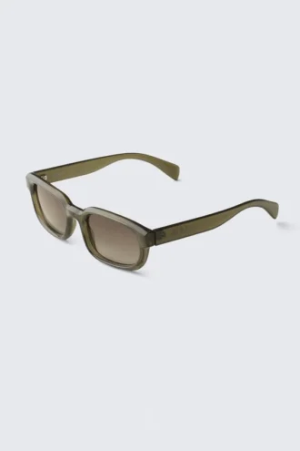 Unisex-Sonnenbrille mit markantem rechteckigem Rahmen – Dunkelgrün
