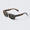 Unisex-Sonnenbrille mit markantem rechteckigem Rahmen – Schildpatt – dunkle Gläser