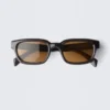 Unisex-Sonnenbrille mit markantem rechteckigem Rahmen – Schwarz – Braune Gläser Unisex-Sonnenbrille mit markantem rechteckigem Rahmen – Schwarz – Braune Gläser