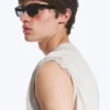 Unisex-Sonnenbrille mit markantem rechteckigem Rahmen – Schwarz – Schwarze Gläser Unisex-Sonnenbrille mit markantem rechteckigem Rahmen – Schwarz – Schwarze Gläser