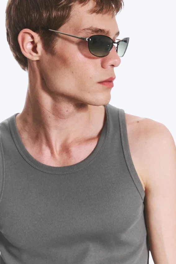 Unisex-Sonnenbrille mit ovalem Metallrahmen – Dunkelgrün Unisex-Sonnenbrille mit ovalem Metallrahmen – Dunkelgrün