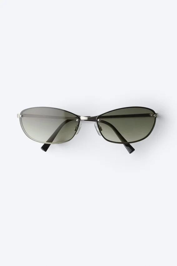 Unisex-Sonnenbrille mit ovalem Metallrahmen – Dunkelgrün Unisex-Sonnenbrille mit ovalem Metallrahmen – Dunkelgrün
