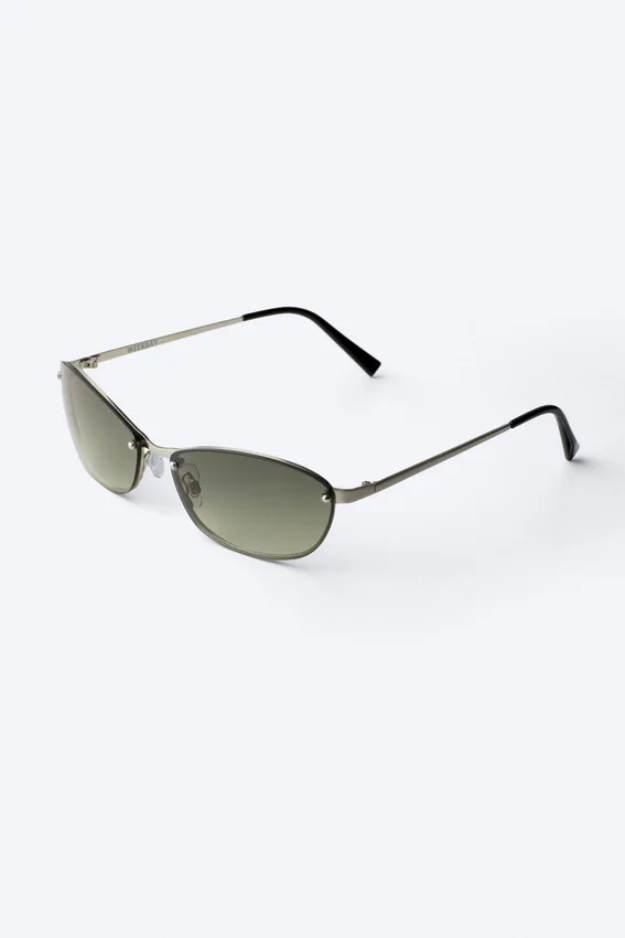 Unisex-Sonnenbrille mit ovalem Metallrahmen – Dunkelgrün Unisex-Sonnenbrille mit ovalem Metallrahmen – Dunkelgrün